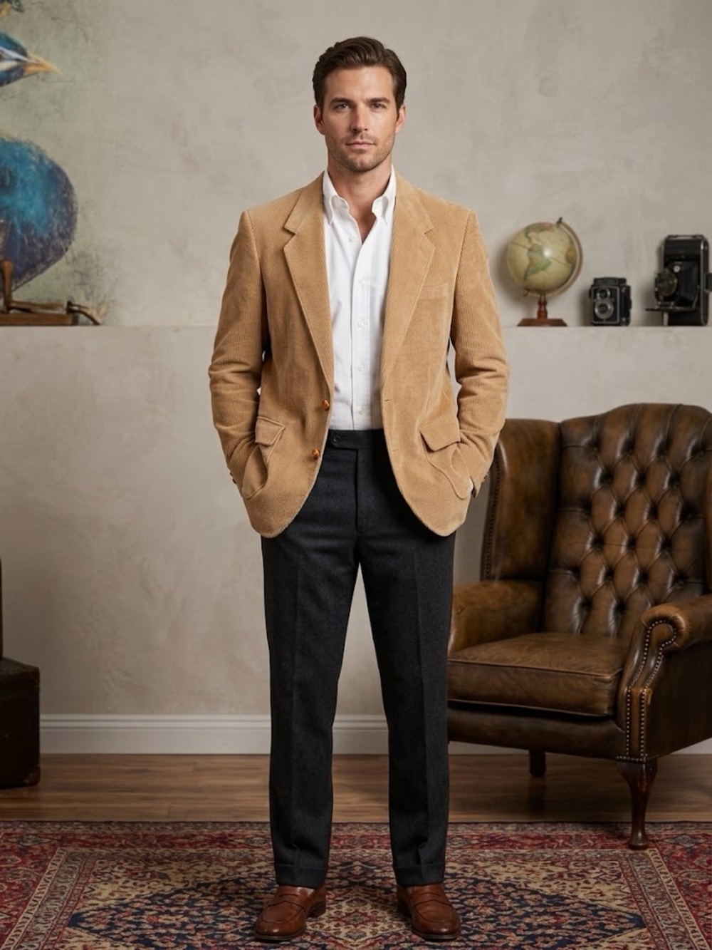 Source Unknown Tan Corduroy Sport Coat